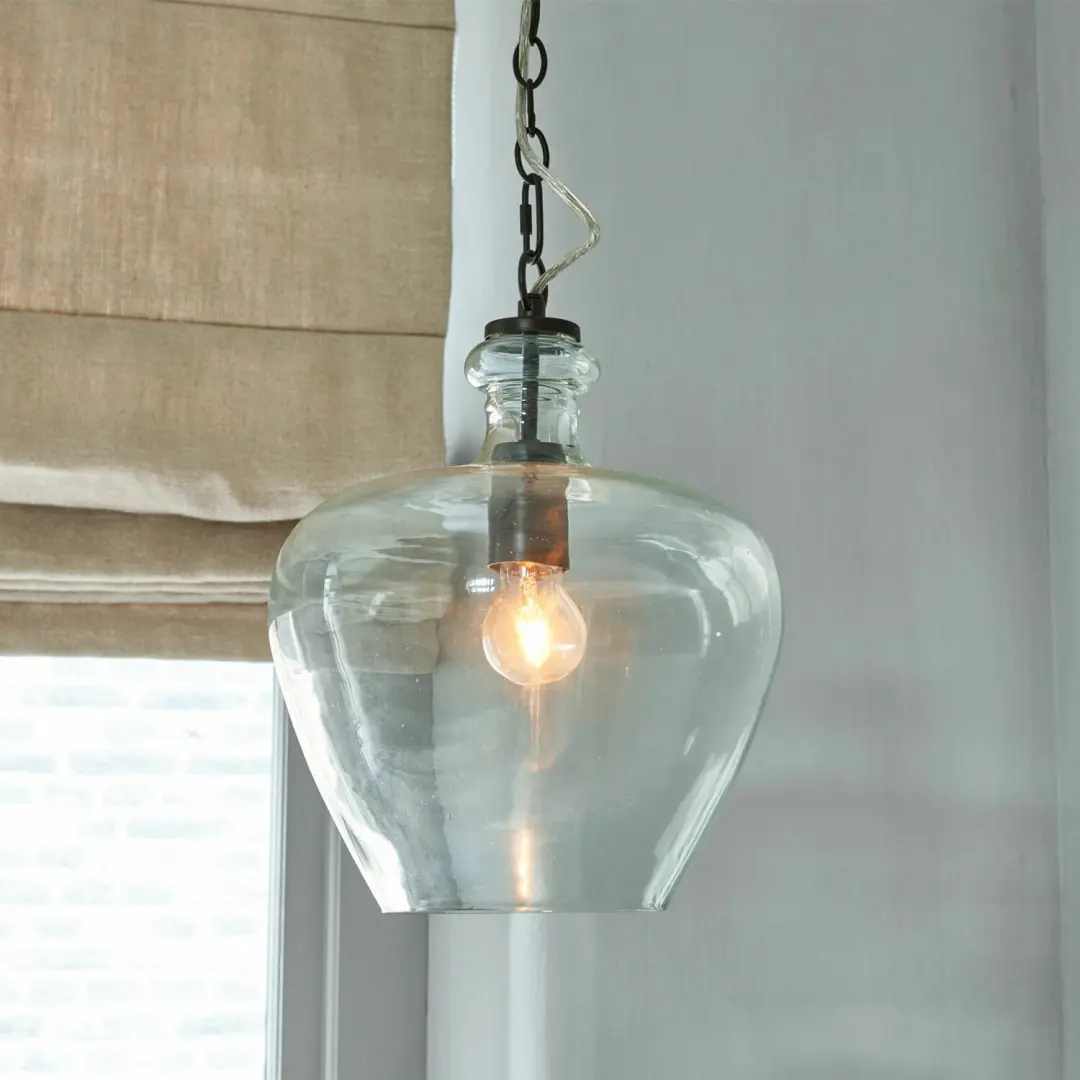Loberon Morazan Hanglamp - Ø27cm - Heldere kap/Zwart
