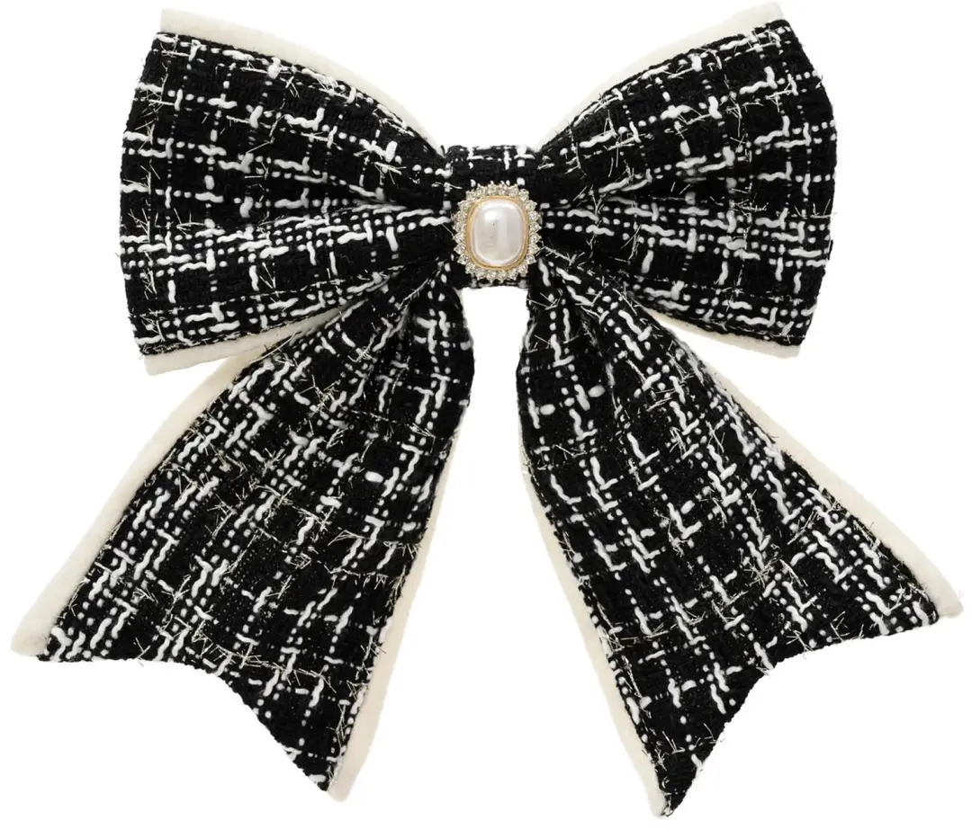 Kaemingk kerststrik zwart champagne 27,5 cm met clip