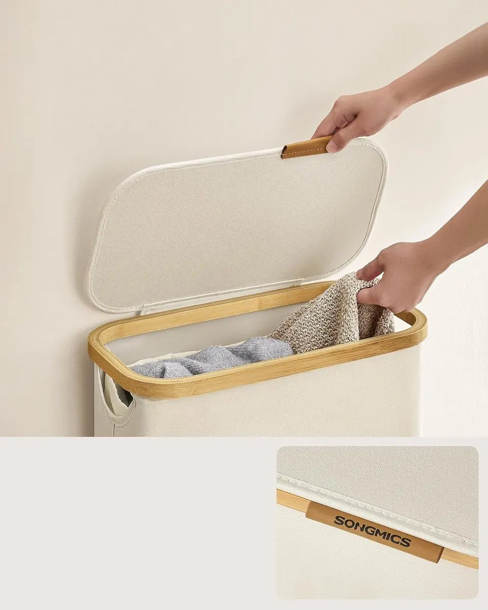 Songmics Wasmand met deksel LCB506W01 - 65L - Crèmewit - afbeelding 5 van 6