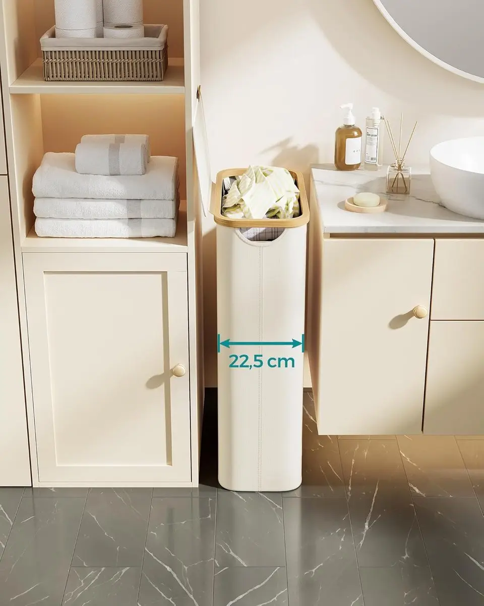 Songmics Wasmand met deksel LCB506W01 - 65L - Crèmewit - afbeelding 2 van 6