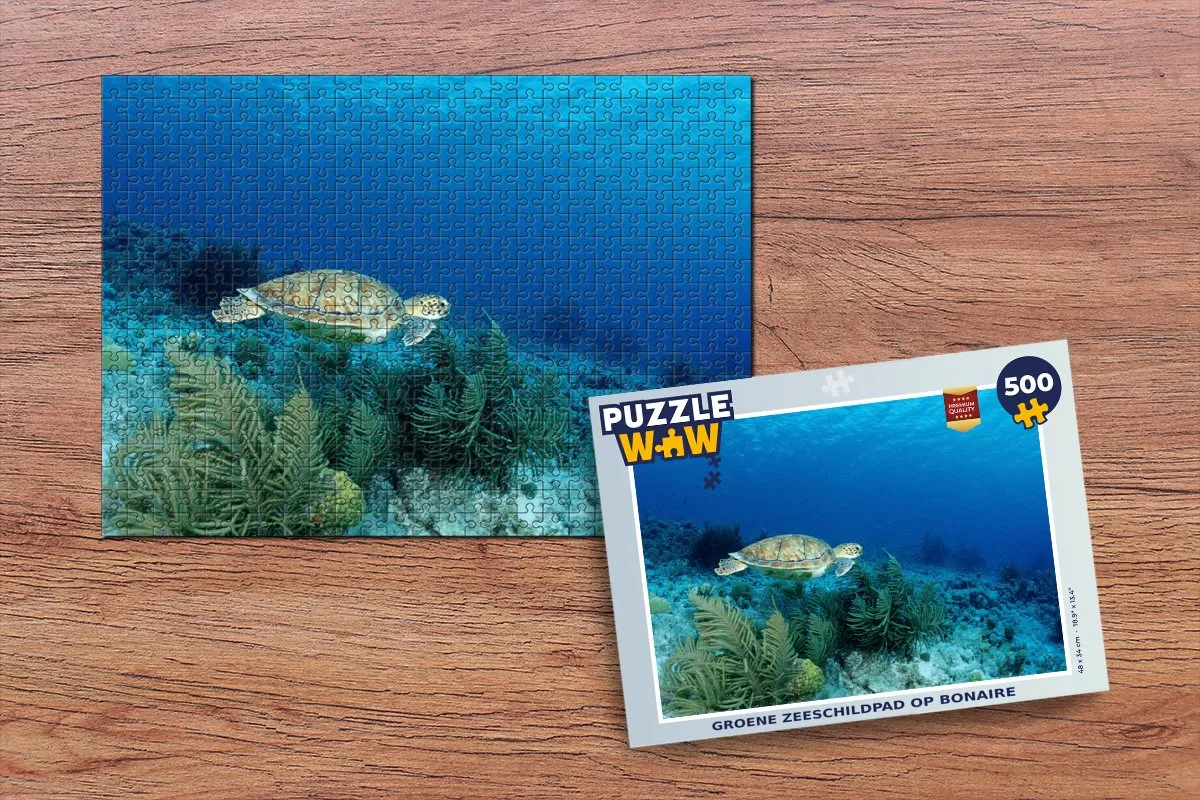 PuzzleWow Groene Zeeschildpad Bonaire Legpuzzel 500 Stuks - Multicolor