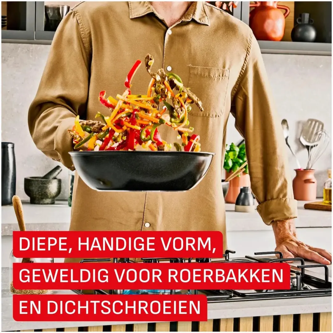 Tefal Excellence Keramische Wok 28cm - Zwart - afbeelding 4 van 6