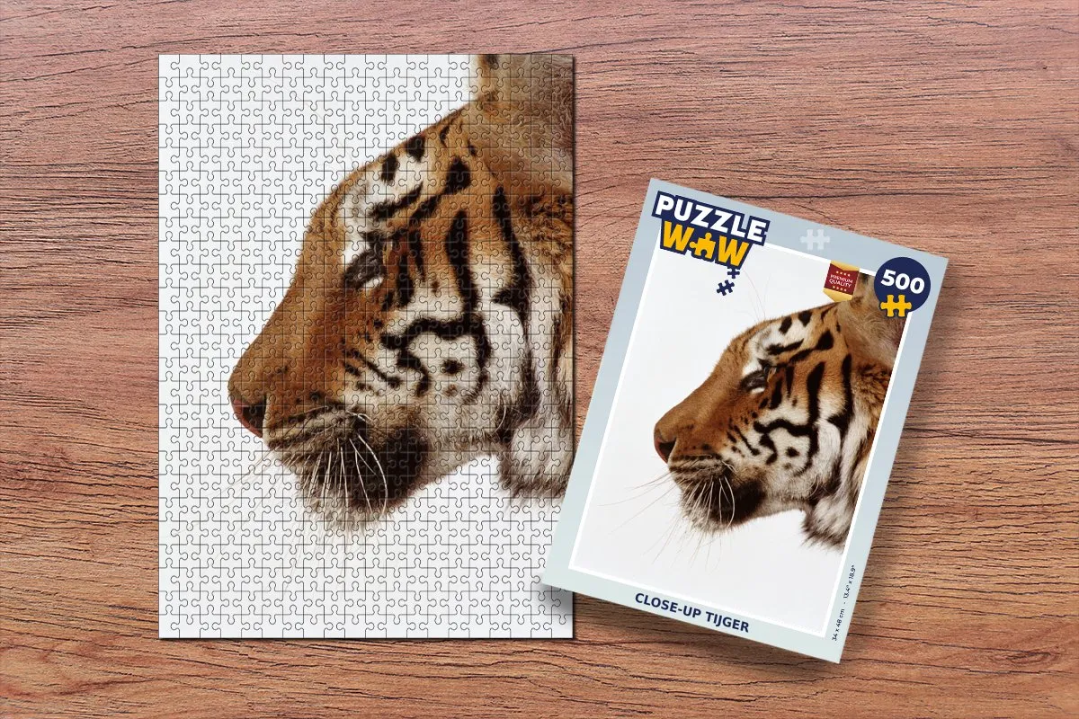 PuzzleWow Close-up Tijger Legpuzzel 500 Stuks - Multicolor