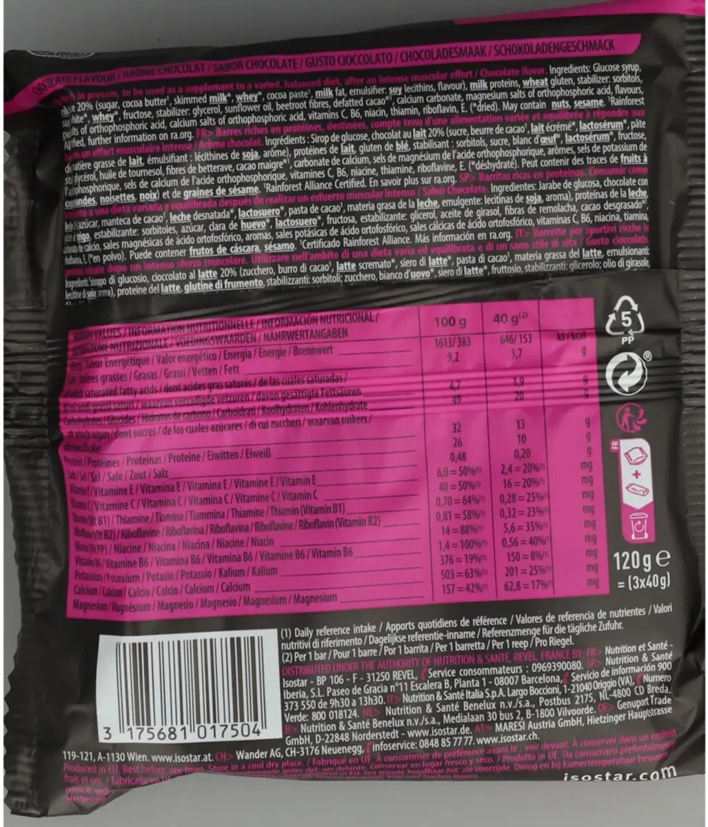 Isostar Reload Sport Bar - 120g (3x40g)