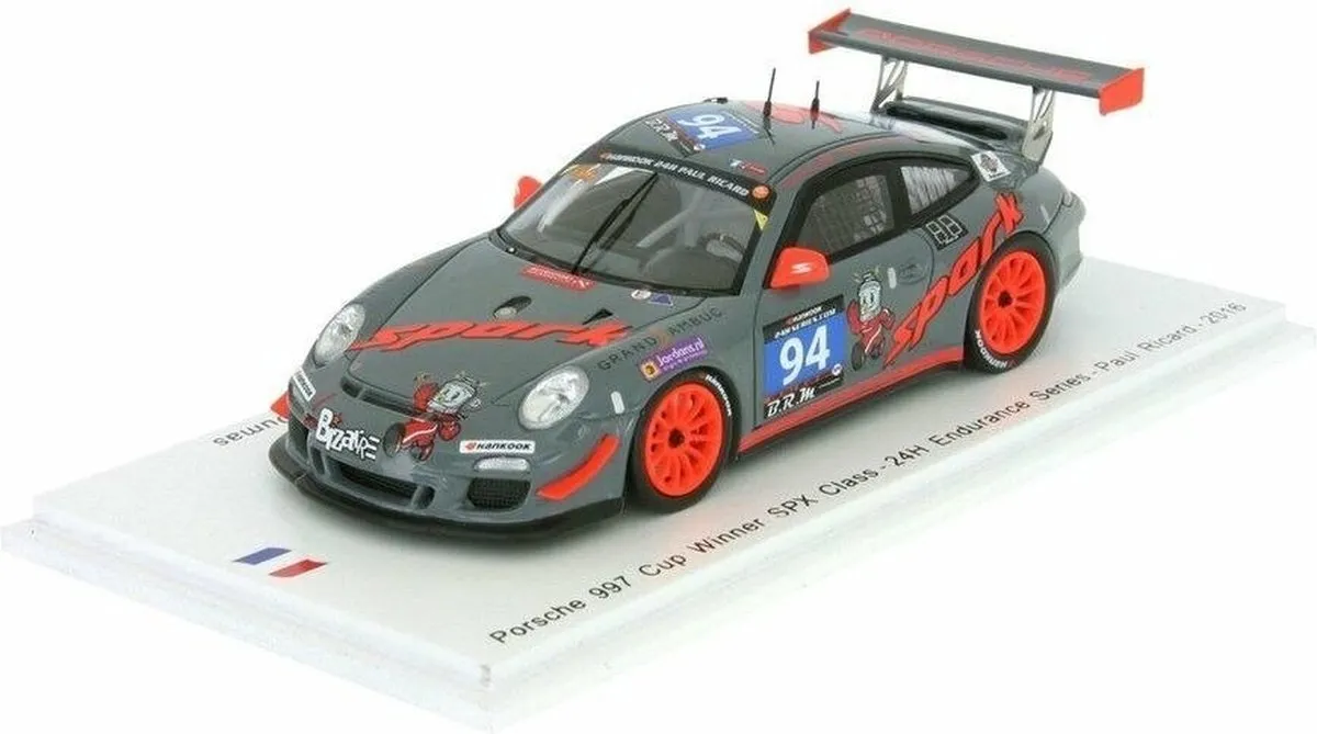 Porsche 997 Cup Winner SPX Class 24H Paul Ricard 2016 - 1:43 Spark - Grijs/Orange