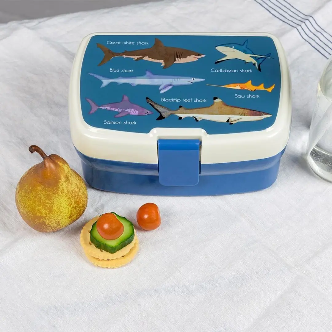 Rex London Lunchtrommel 'Sharks' 0.75L - 2-delig Blauw