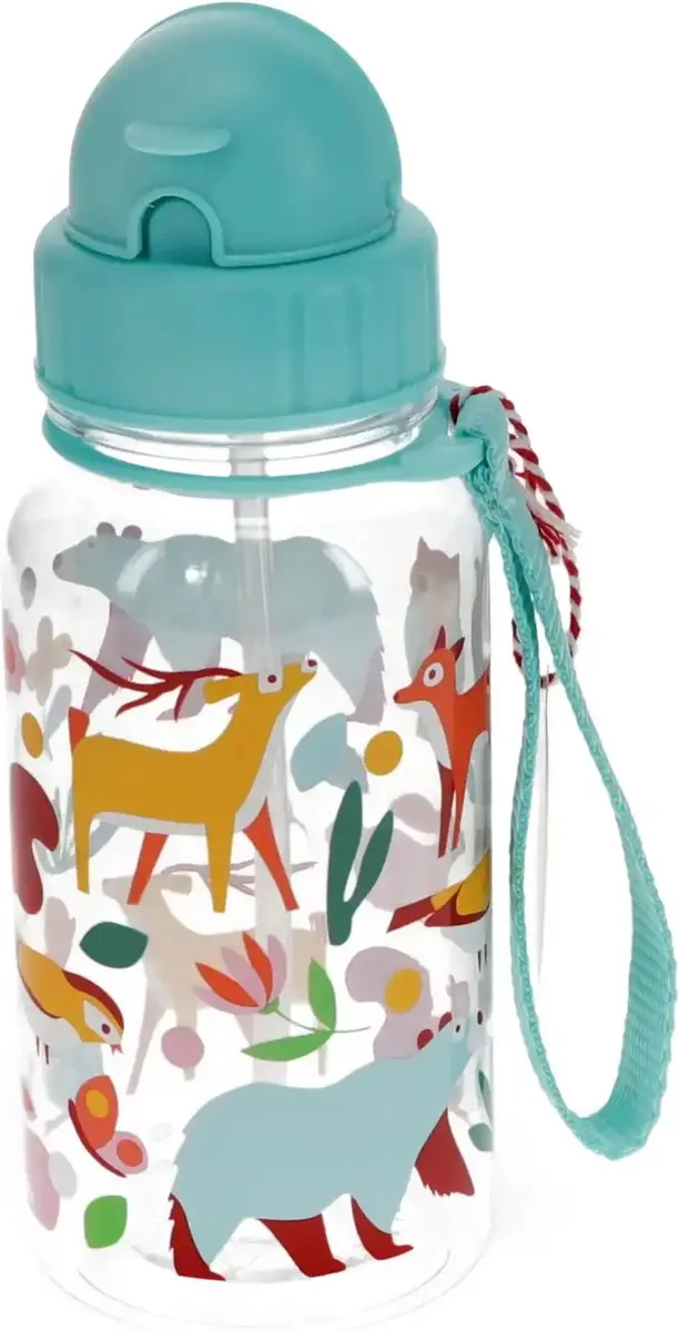 Drinkfles met rietje Woodland Nieuw van Rex London