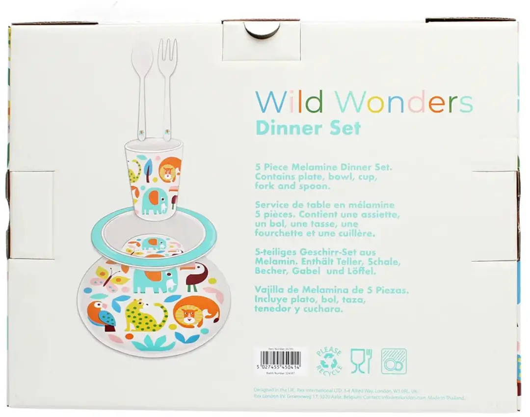 Rex London Wild Wonders Melamine Bord - Blauw - 5 Stuks