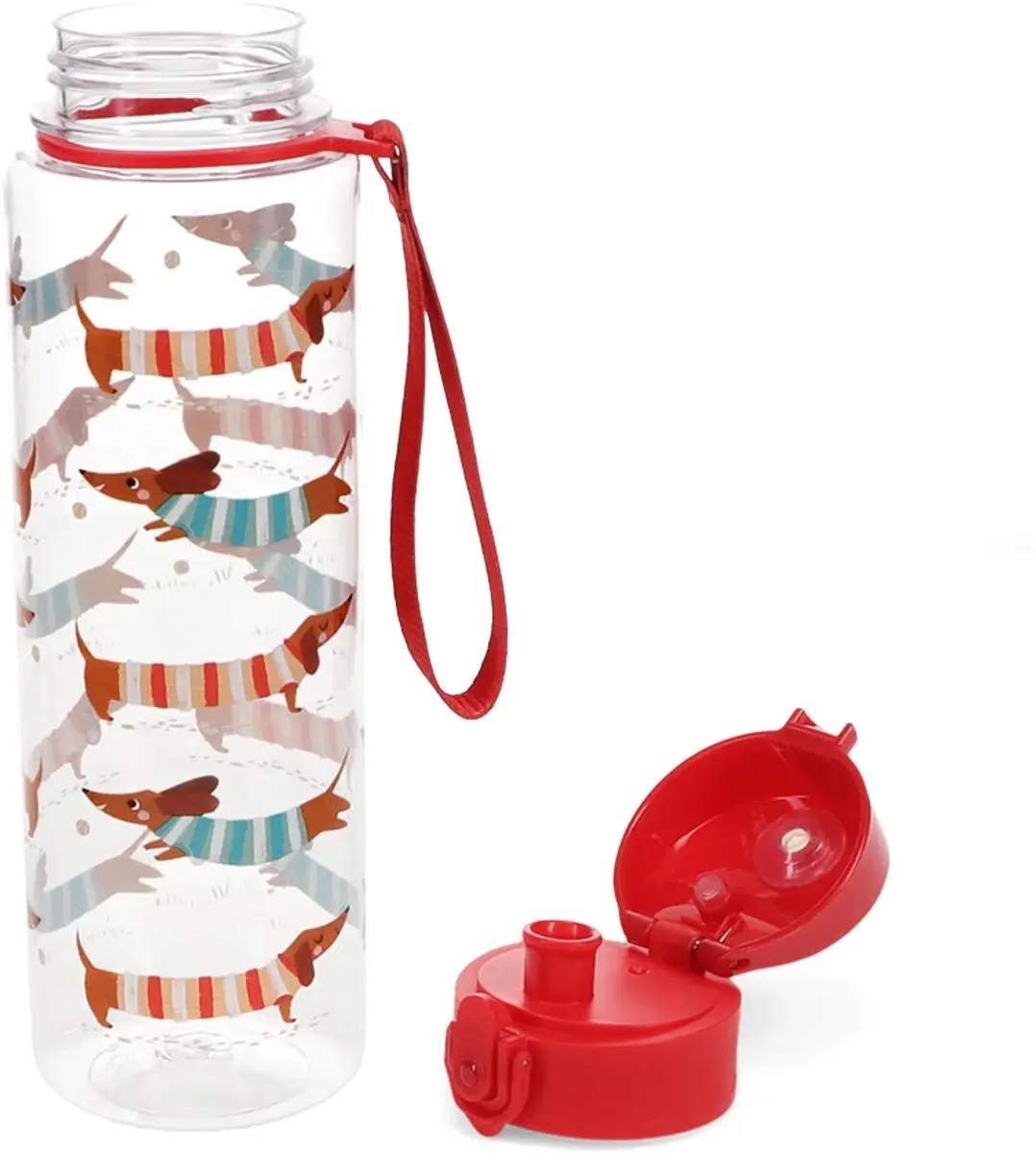 Rex London Teckel Drinkfles 700ml - Sausage Dog - Rood/Blauw/Roze/ Groen/Wit