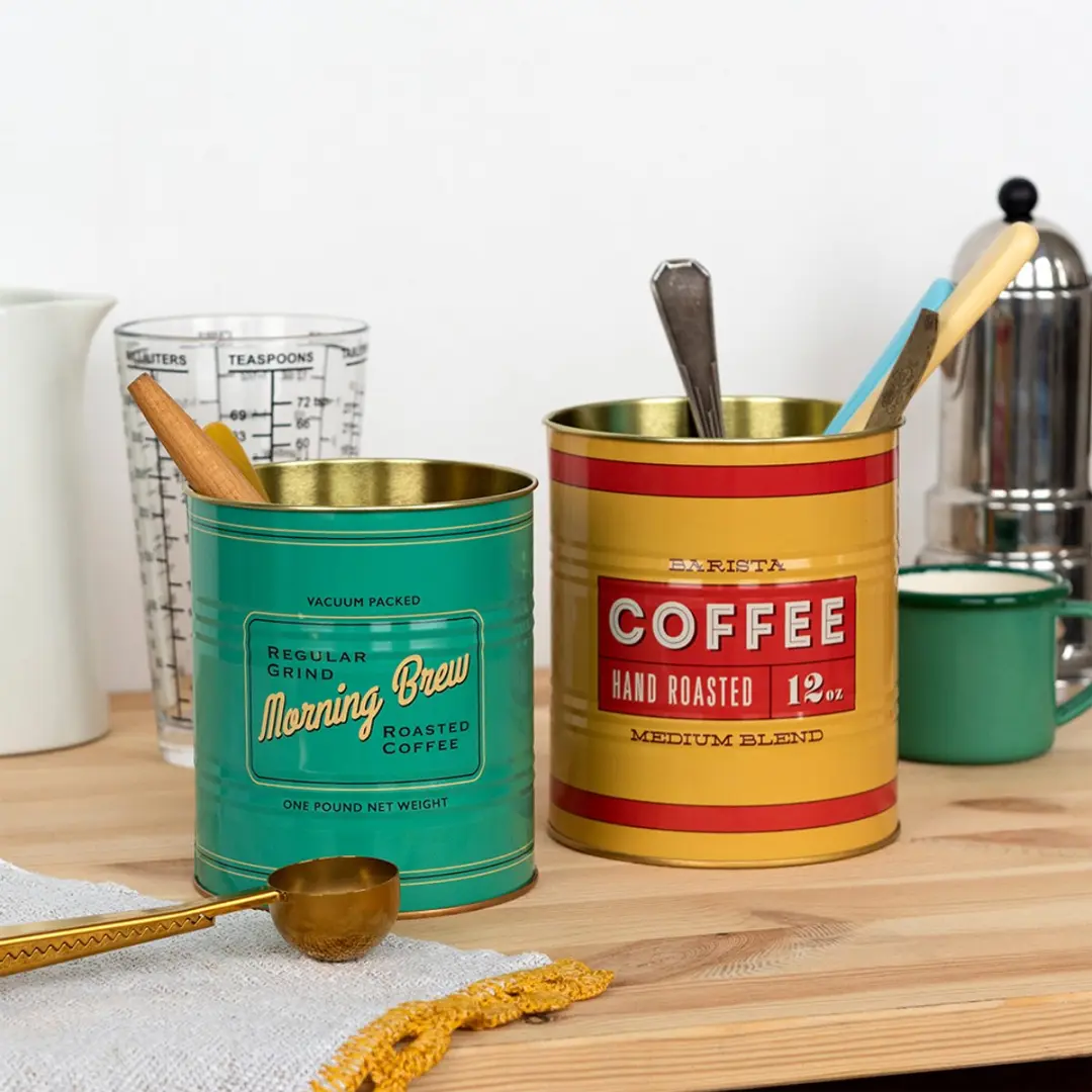 Rex London Retro Bewaarblikken Medium - Vintage Coffee - Geel/Groen