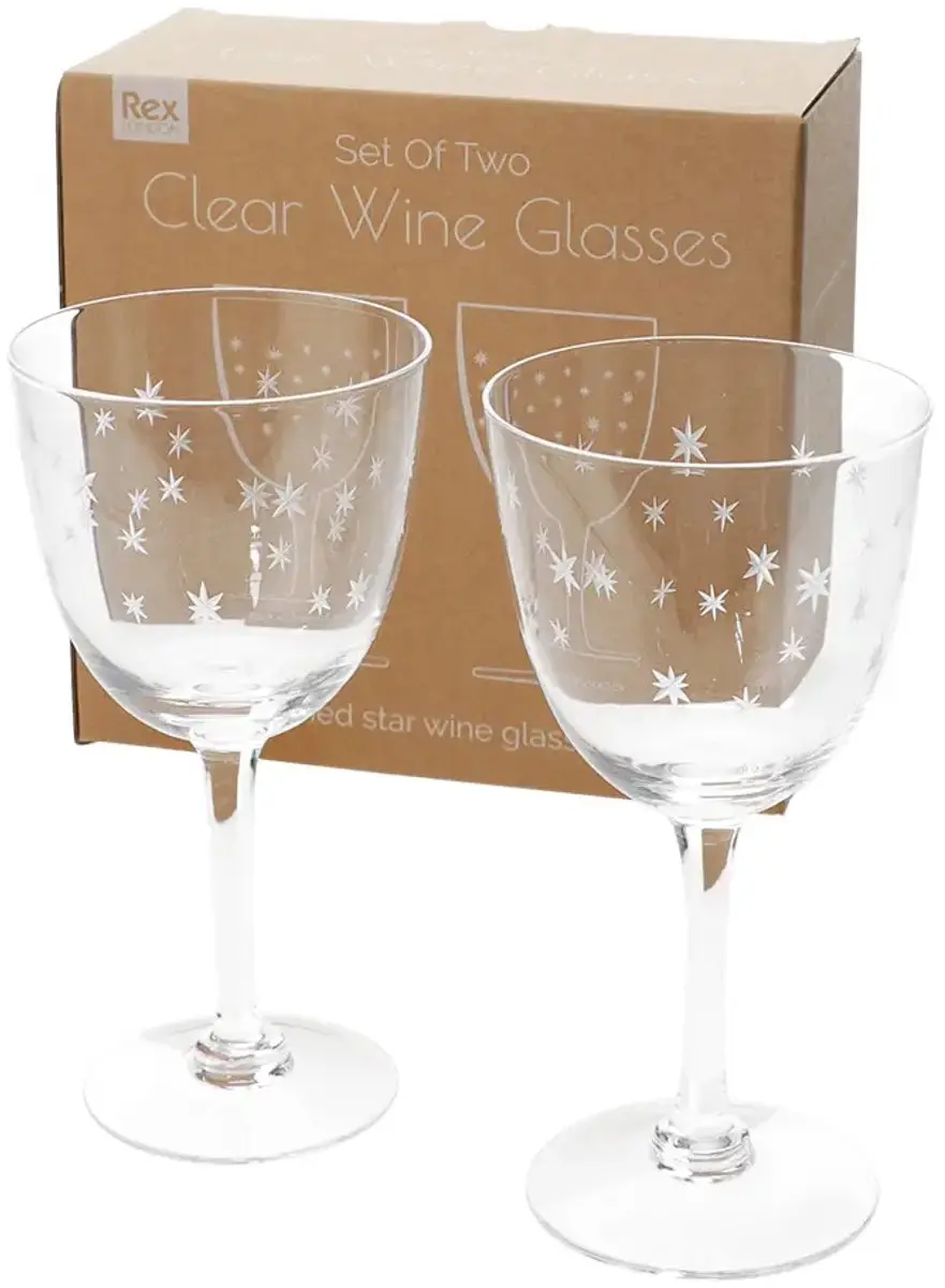 Rex London Etched Star Wijnglas