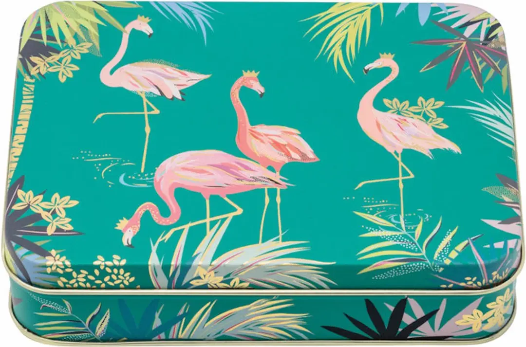 Bewaarblikje Flamingo's groen
