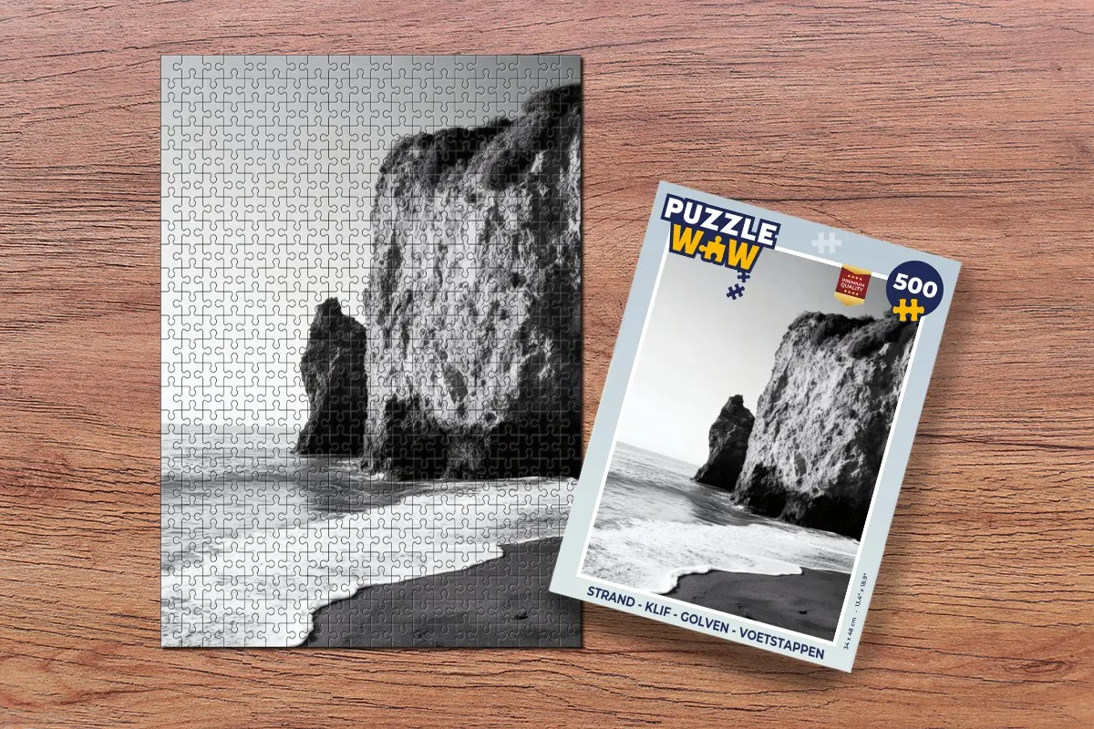 PuzzleWow Strand Klif Golven Legpuzzel 500 Stuks
