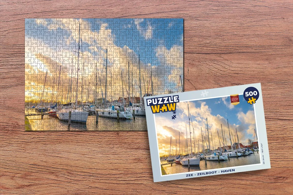 PuzzleWow Zee Zeilboot Haven Legpuzzel 500 Stuks - Multicolor