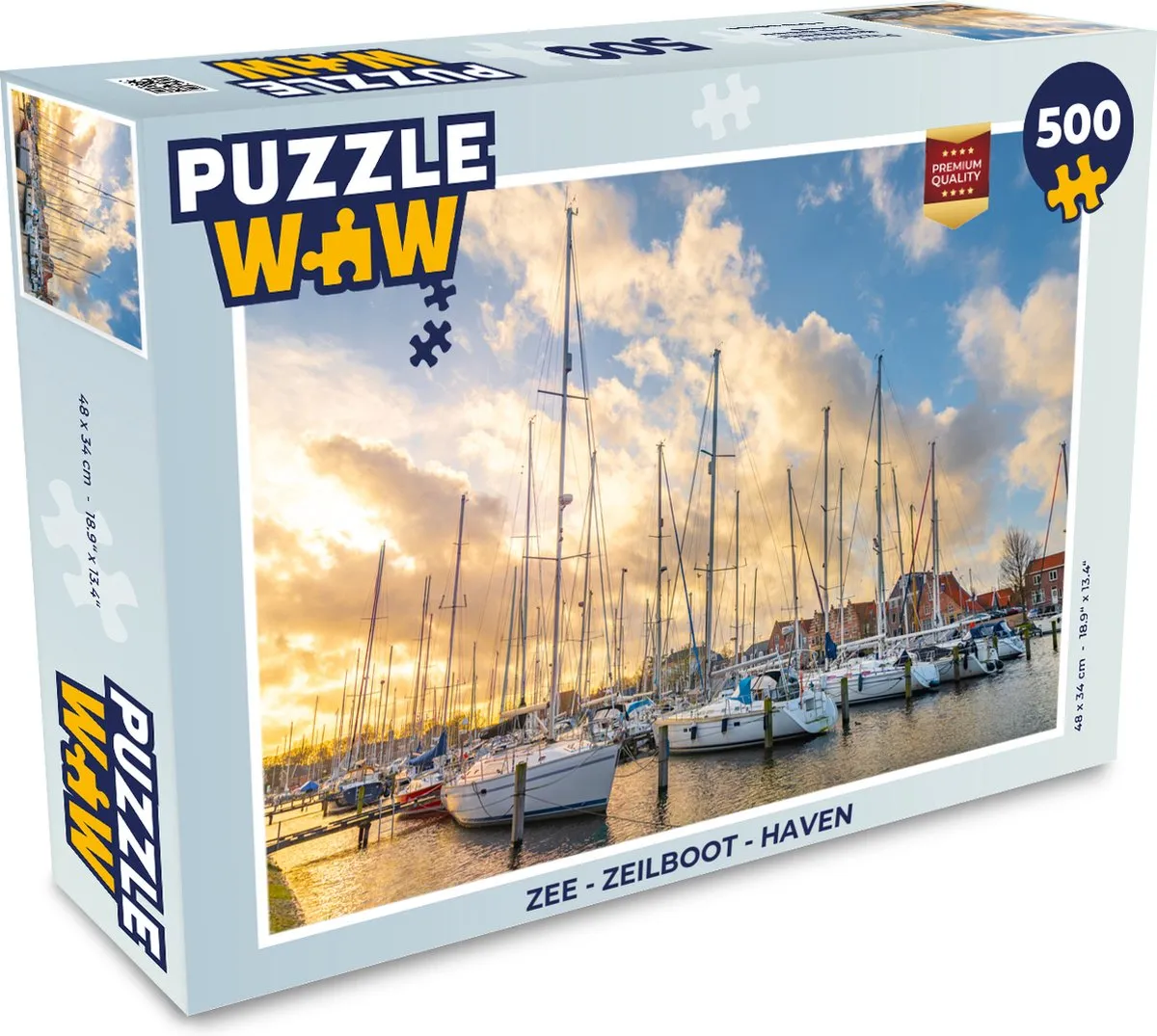 PuzzleWow Zee Zeilboot Haven Legpuzzel 500 Stuks - Multicolor