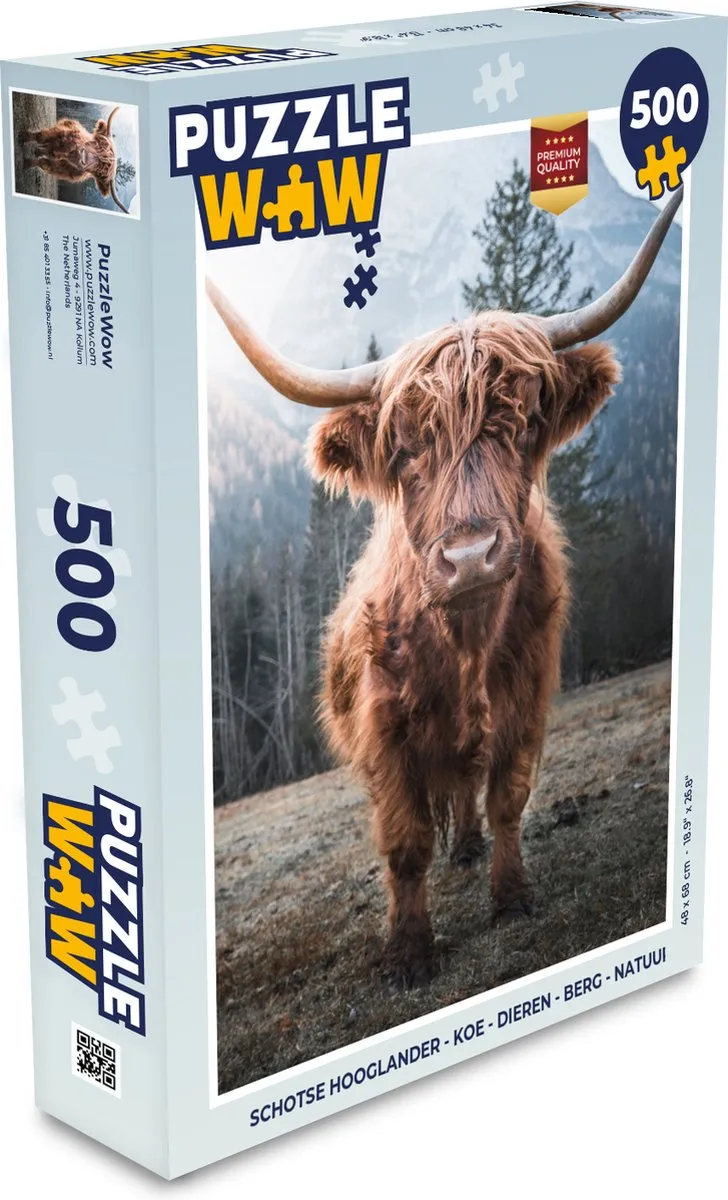 PuzzleWow Schotse Hooglander Legpuzzel 500 Stuks - Multicolor