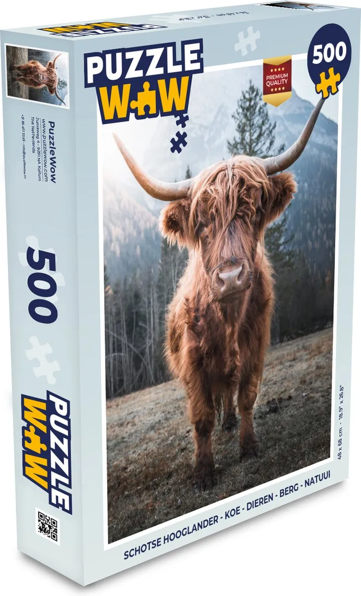PuzzleWow Schotse Hooglander Legpuzzel 500 Stuks - Multicolor