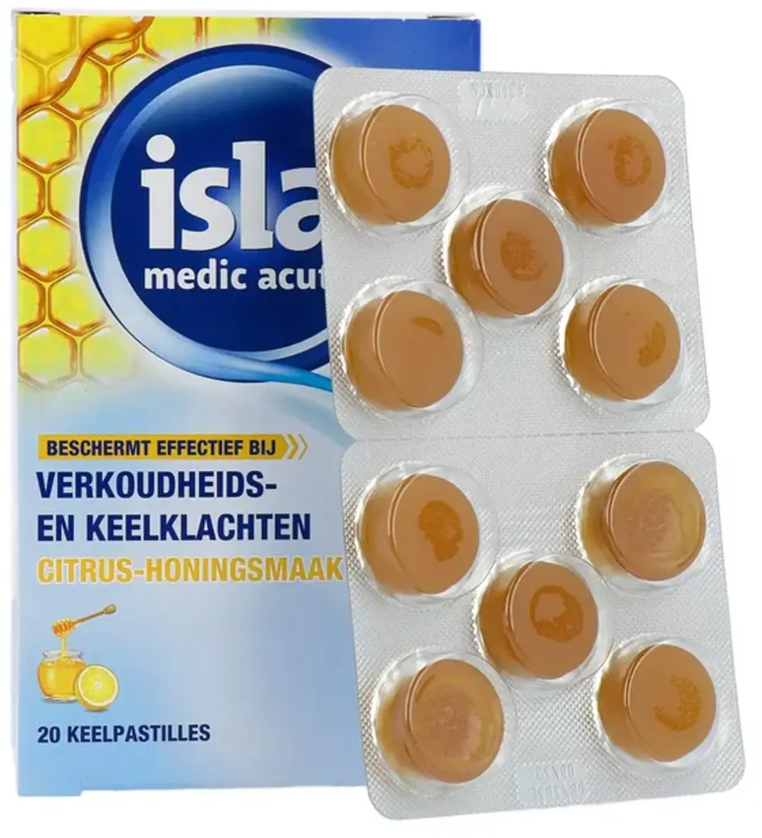 Isla Medic Acute Citrus-Honing Keelpastilles - 20 Stuks - afbeelding 2 van 5