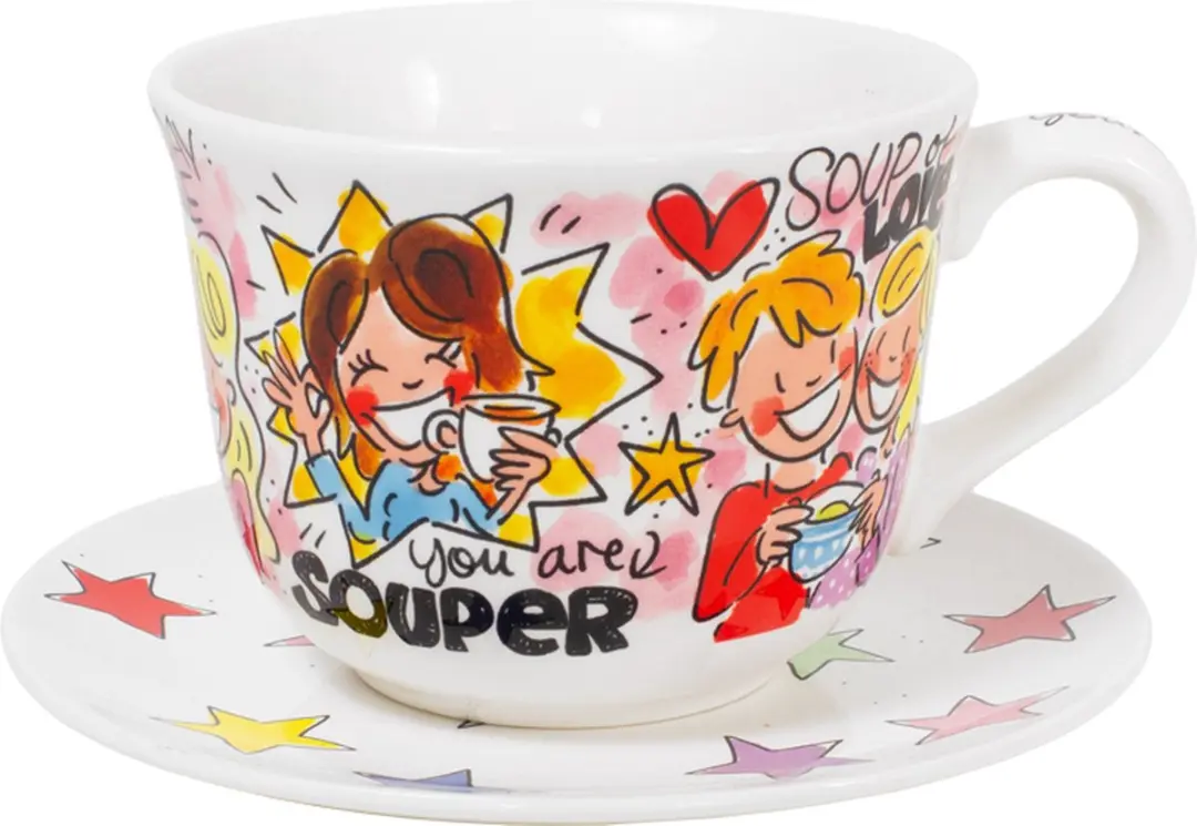 Blond Amsterdam, Even Bijkletsen Set: Soep kom Souper en Bord Star 18cm