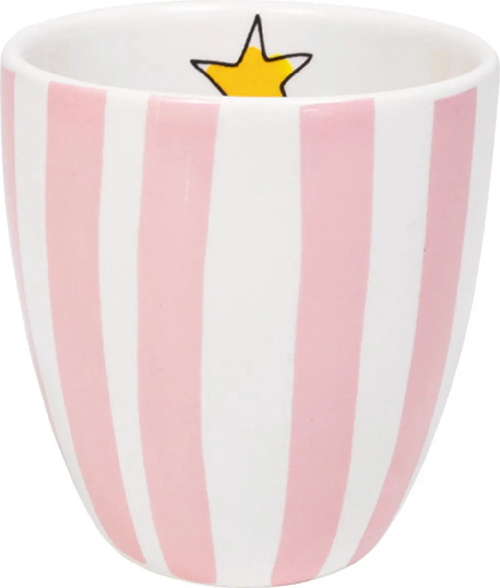 Blond Amsterdam, Even Bijkletsen Mini Mok roze streep zonder oor, 0,2L