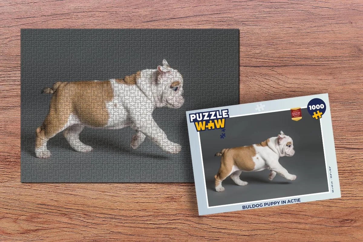PuzzleWow Legpuzzel Buldog Puppy 1000 Stuks - Multicolor