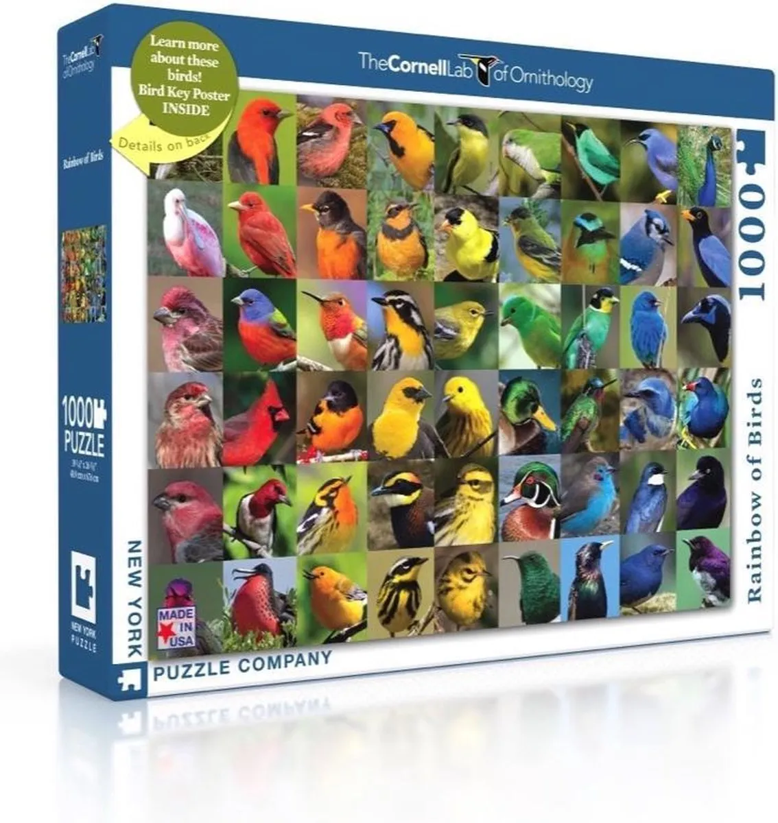 The New York Puzzle Company Cornell Lab Rainbow of Birds 1000 Stuks