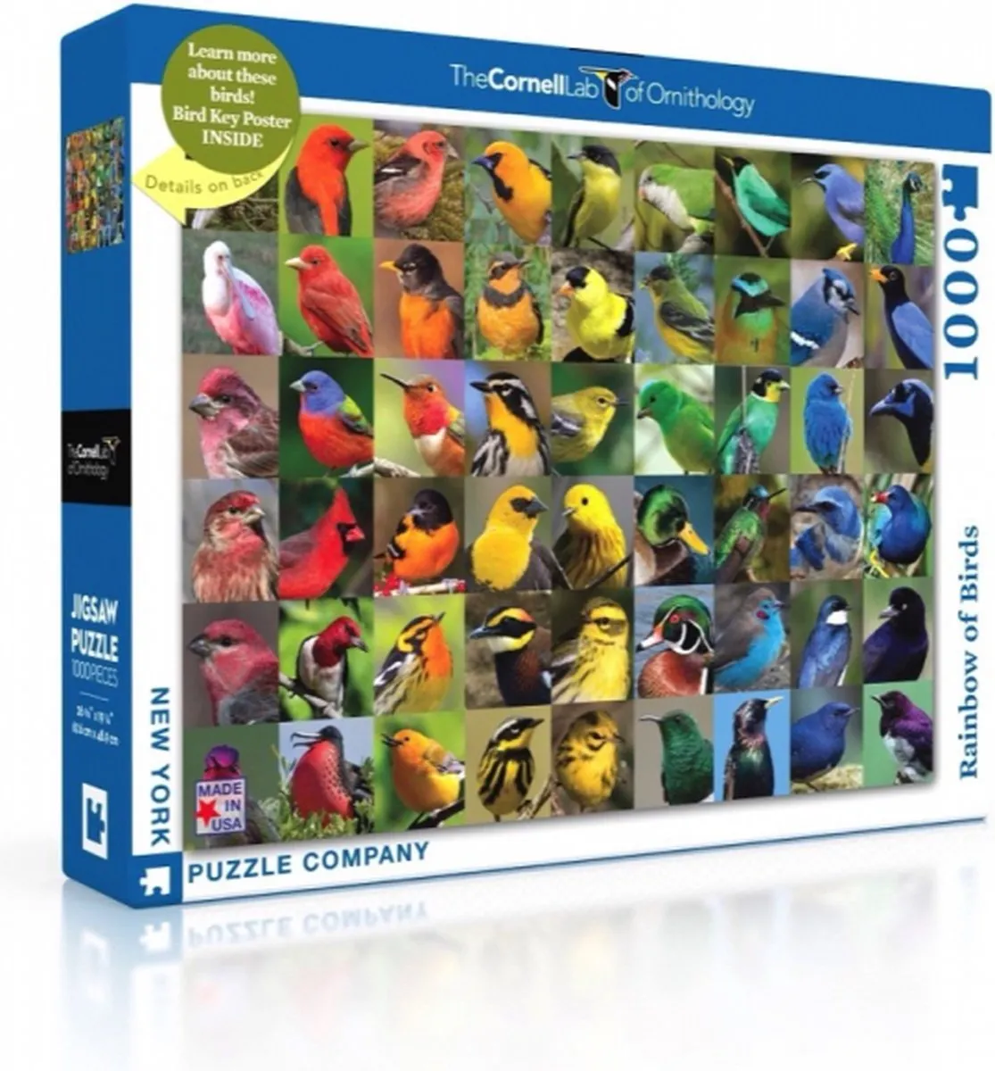 The New York Puzzle Company Cornell Lab Rainbow of Birds 1000 Stuks - Puzzle