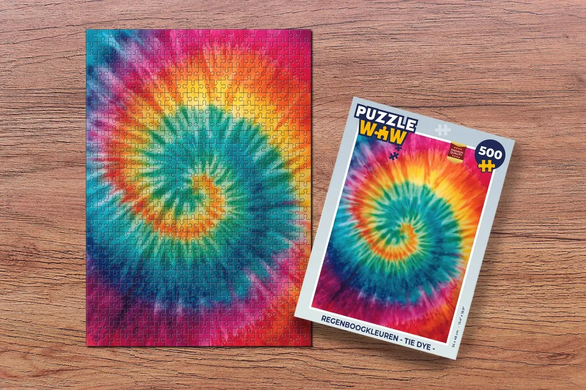 PuzzleWow Regenboogkleuren Tie Dye Legpuzzel 500 Stuks - 8721406856573