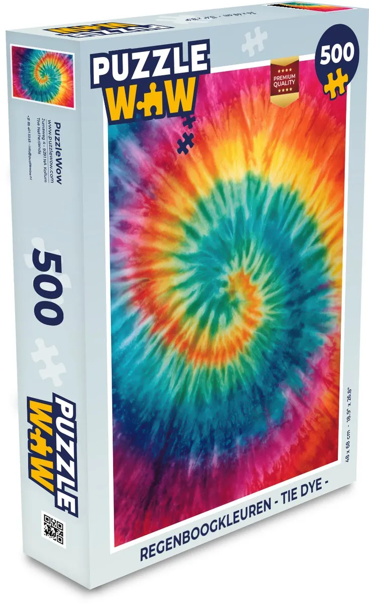 PuzzleWow Regenboogkleuren Tie Dye Legpuzzel 500 Stuks