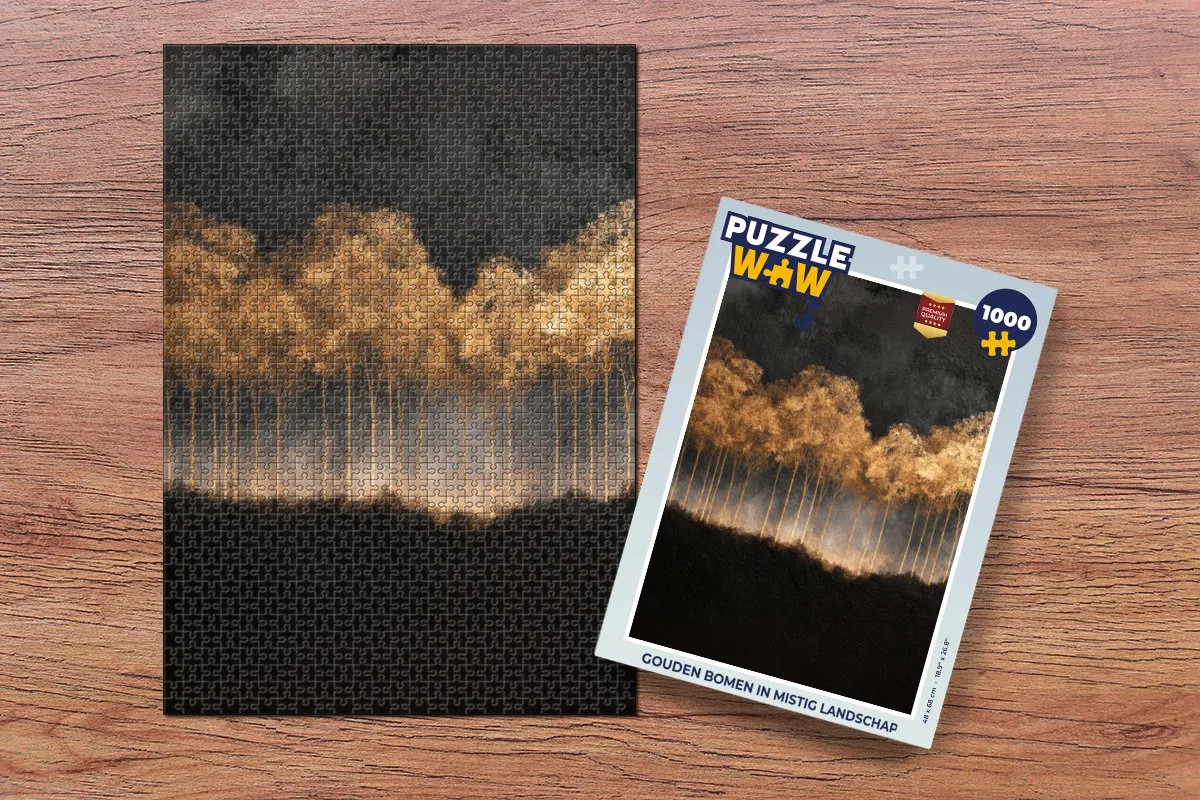 PuzzleWow Gouden Bomen in Mistig Landschap Legpuzzel 1000 Stuks