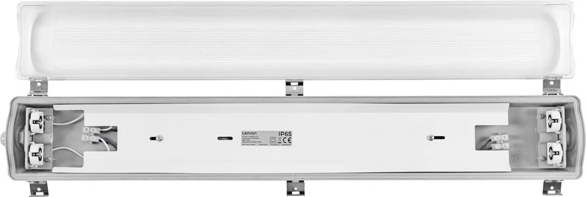 Ledvion 2x LED Armatuur 60cm Clips IP65 - Grijs