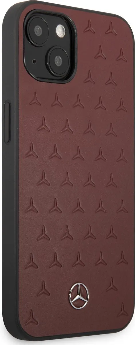 Mercedes-Benz Stars Leather Back Case Rood - iPhone 13 Mini