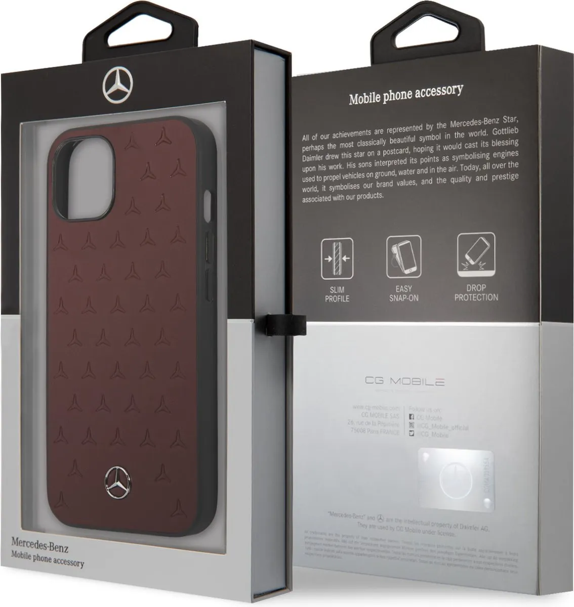 Mercedes-Benz Stars Leather Back Case Rood - iPhone 13 Mini - afbeelding 6 van 6