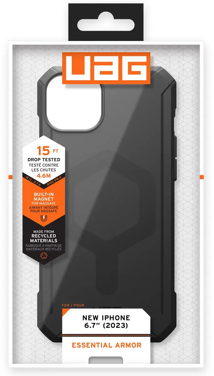 Urban Armor Gear Essential Armor Mag iPhone 15 Plus Hoesje - Zwart - afbeelding 6 van 6
