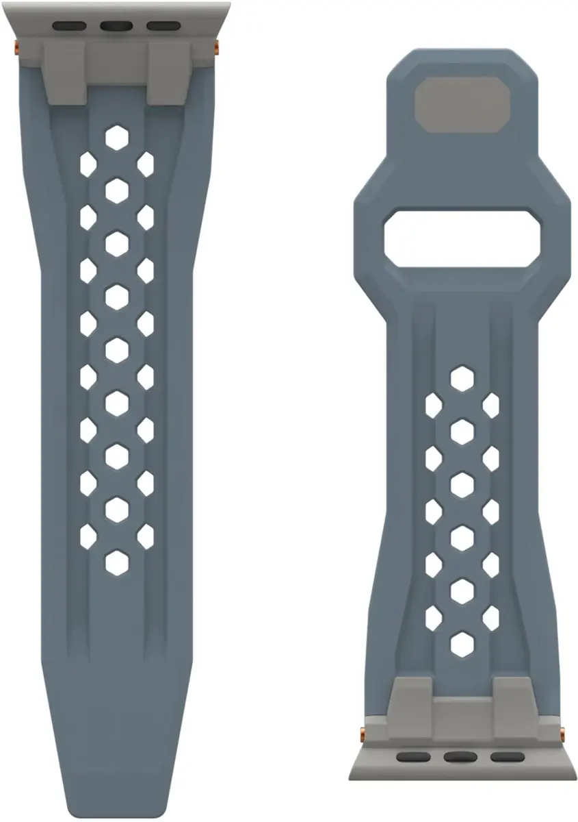 UAG Monarch Siliconenbandje Apple Watch 44/45/46/49mm - Cloud Blue/Titanium - afbeelding 5 van 6