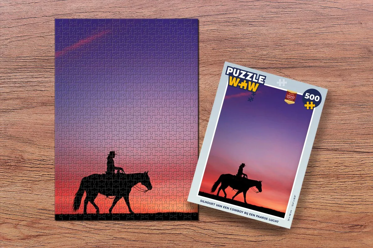 PuzzleWow Legpuzzel Cowboy Paarse Lucht 500 Stuks - Multicolor