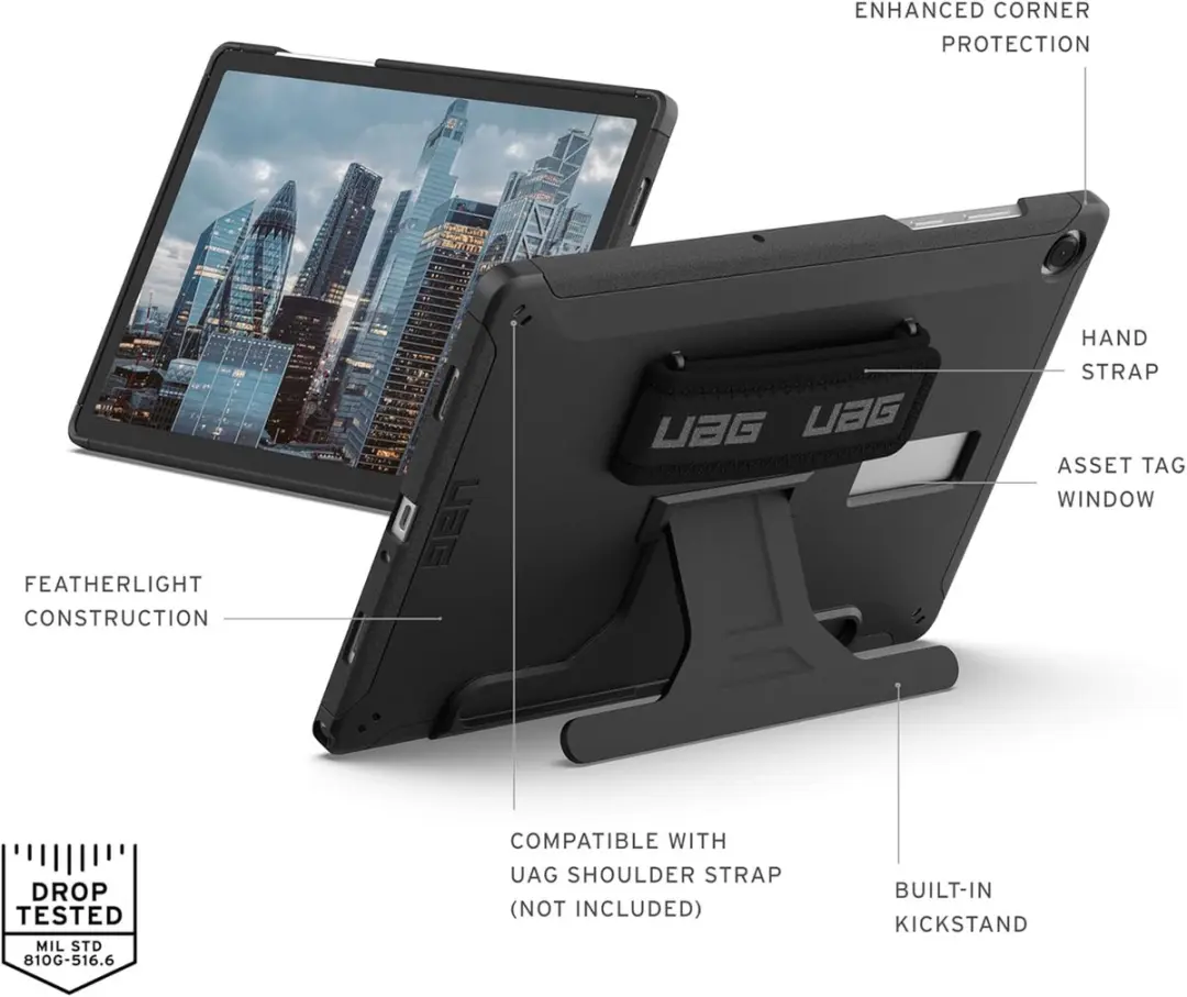 Urban Armor Gear Scout Backcover Galaxy Tab A9/A11 Plus - Zwart - afbeelding 3 van 6