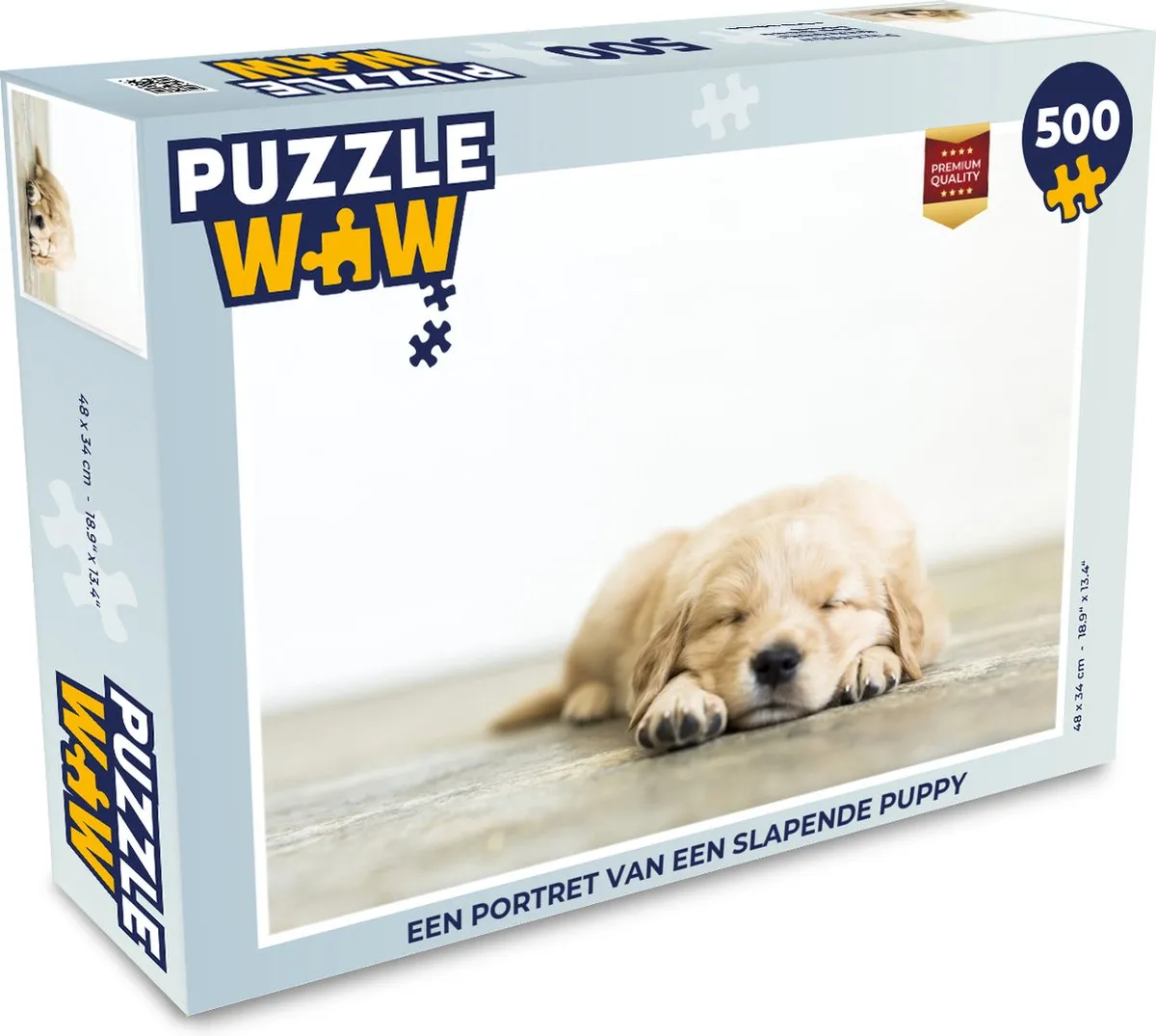 PuzzleWow Legpuzzel Een portret van een slapende puppy 500 Stuks - Multicolor