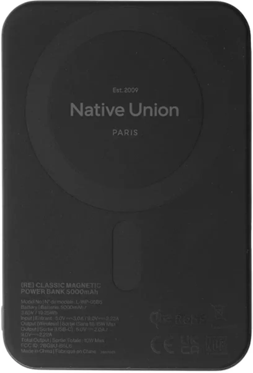 Native Union (Re)Classic Power Bank 5000mAh - Zwart - MagSafe Qi2