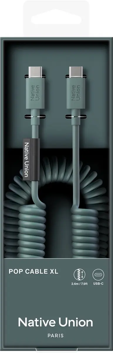 Native Union Pop Cable USB-C naar USB-C 2.4M 60W - Slate Green