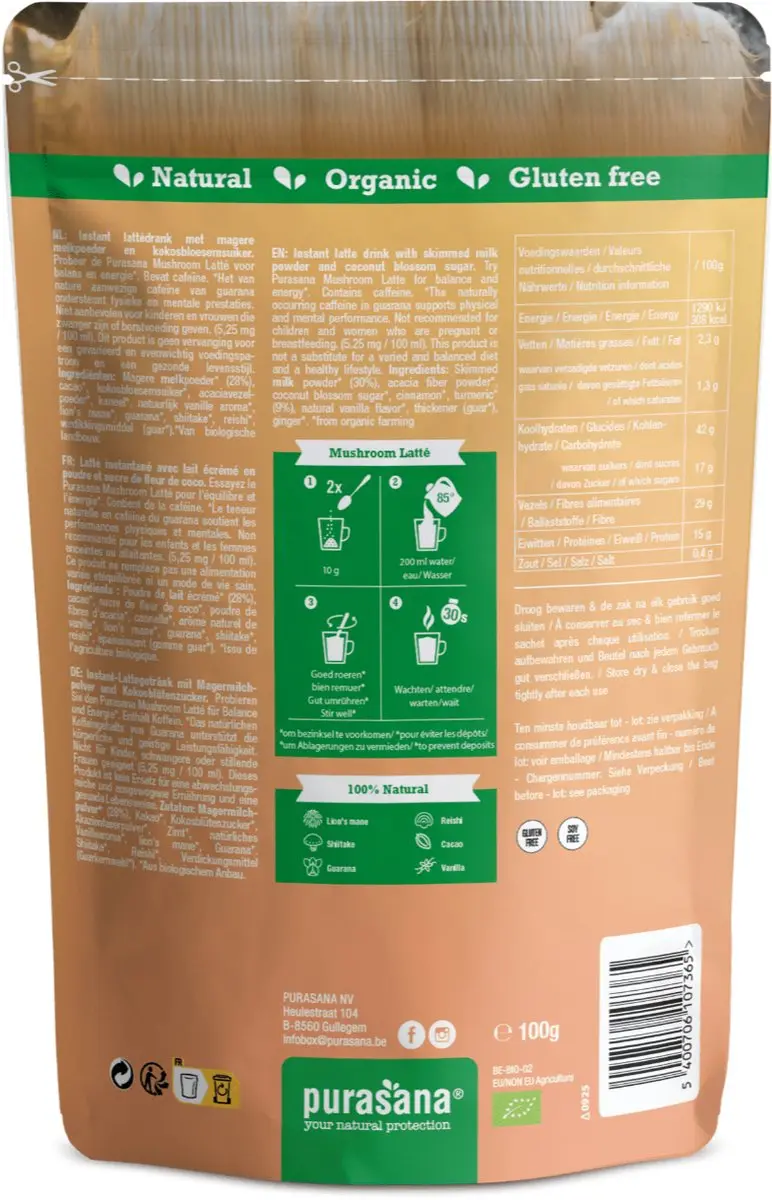 Purasana Mushroom Latte Poeder 100g