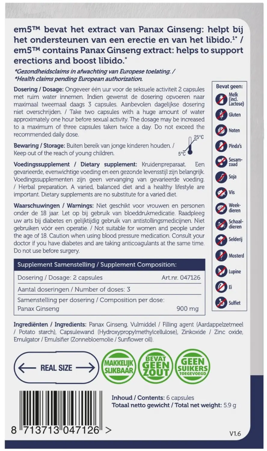 Lucovitaal Em5 Erectomedium Forte Capsules - 6 Stuks