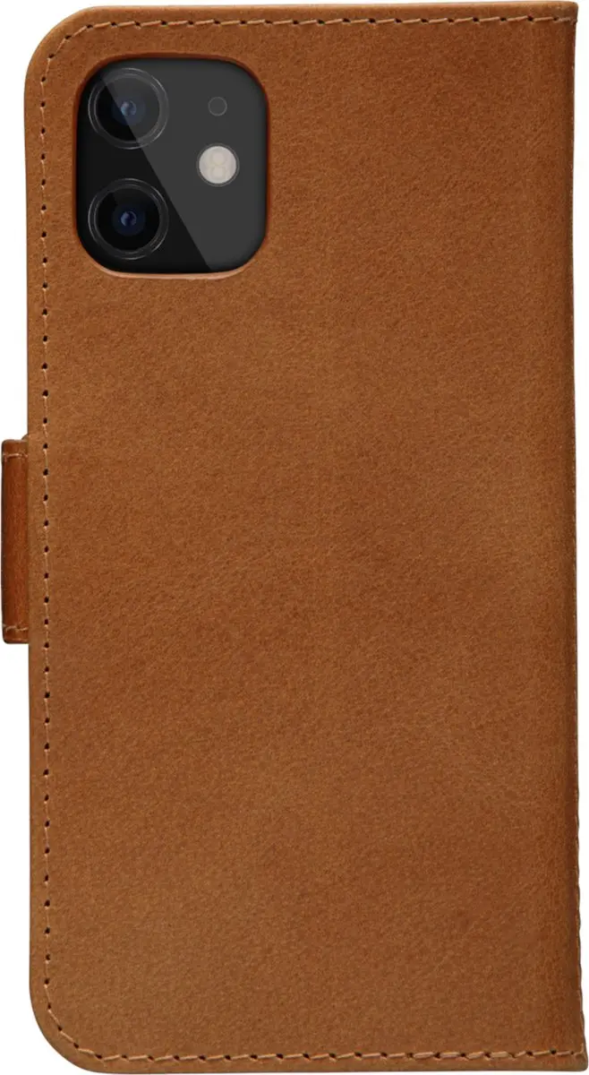 dbramante1928 iPhone 12 Mini Boekenkasthoesje - Effen Cognac - 2 Pasjes