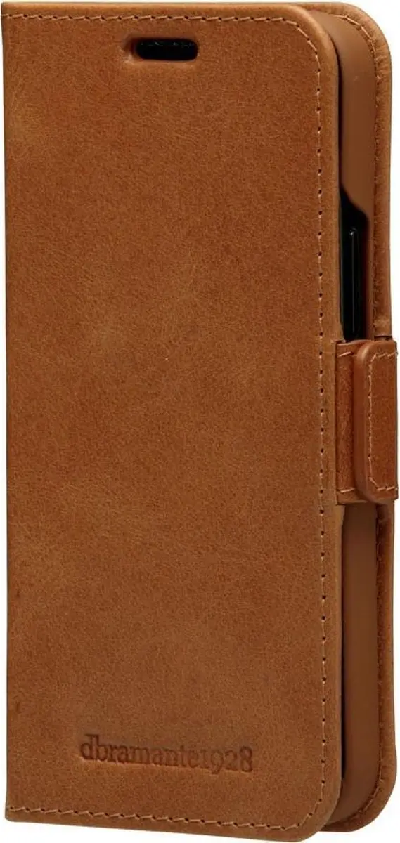 dbramante1928 iPhone 12 Mini Boekenkasthoesje - Effen Cognac - 2 Pasjes