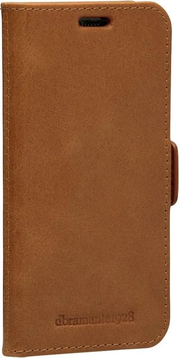 dbramante1928 iPhone 12 Mini Boekenkasthoesje - Effen Cognac - 2 Pasjes