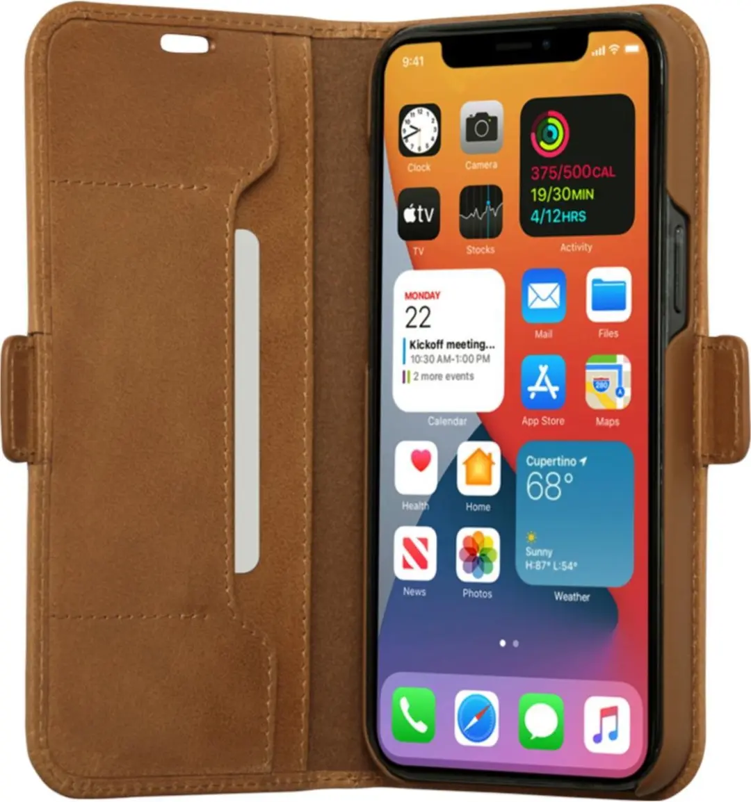 dbramante1928 iPhone 12/12 Pro Boekenkasthoesje - Effen Cognac