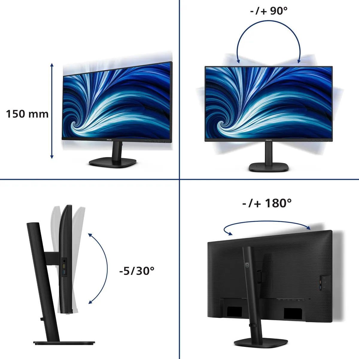 Philips 3000 Series 27B2U3601/00 Monitor 27" QHD - Zwart