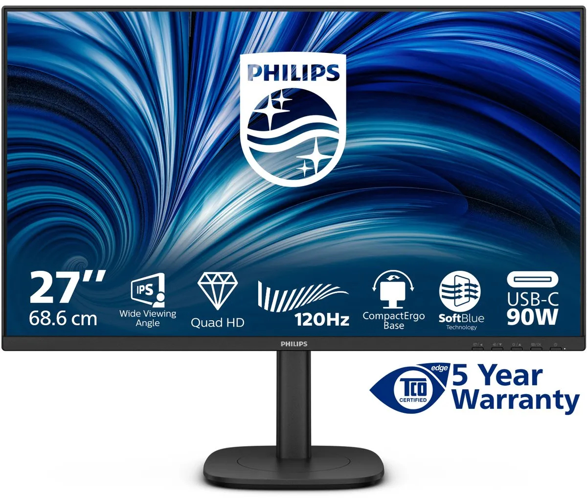 Philips 3000 Series 27B2U3601/00 Monitor 27" QHD - Zwart
