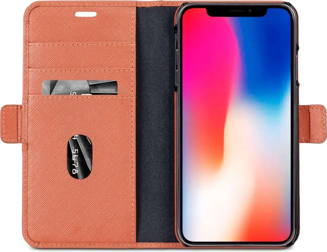 dbramante1928 iPhone Xs Max Hoesje - Effen Roze Leer - 4 Pasjes