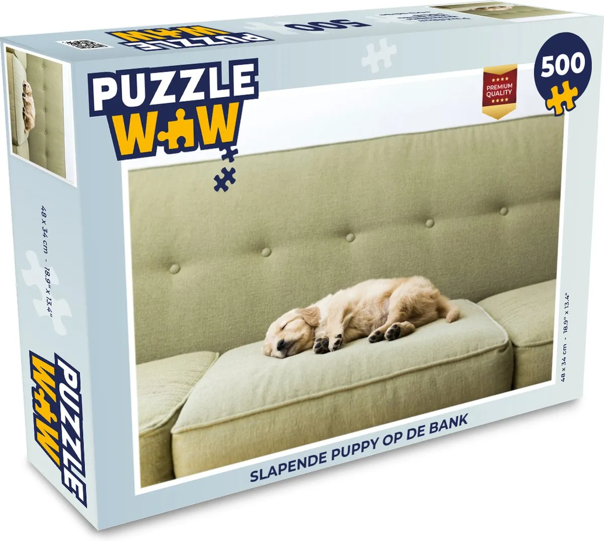 PuzzleWow Legpuzzel Slapende Puppy 500 Stuks - Multicolor